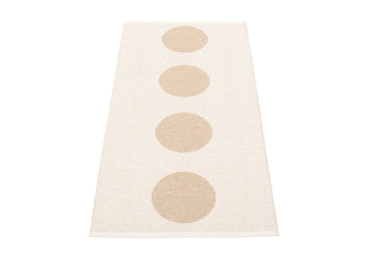 Vera Beige Runner Rug by Pappelina, showing back view of vera beige runner rug.