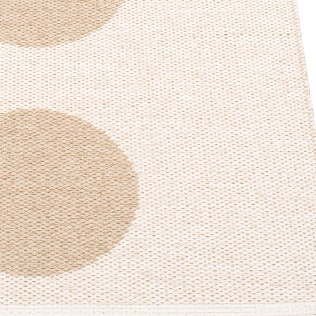 Vera Beige Runner Rug by Pappelina, showing closeup view of vera beige runner rug.