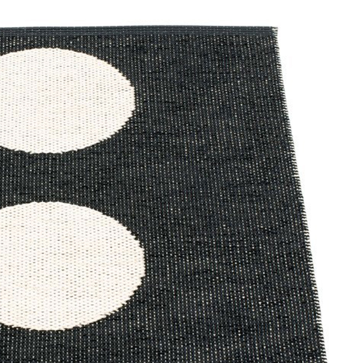Vera Black & Vanilla Runner Rug by Pappelina, showing closeup view of vera black & vanilla runner rug.