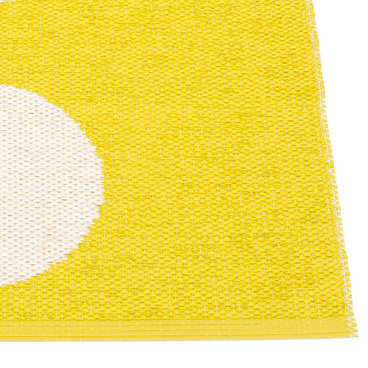 Vera Lemon & Vanilla Runner Rug by Pappelina, showing closeup view of vera lemon & vanilla runner rug.