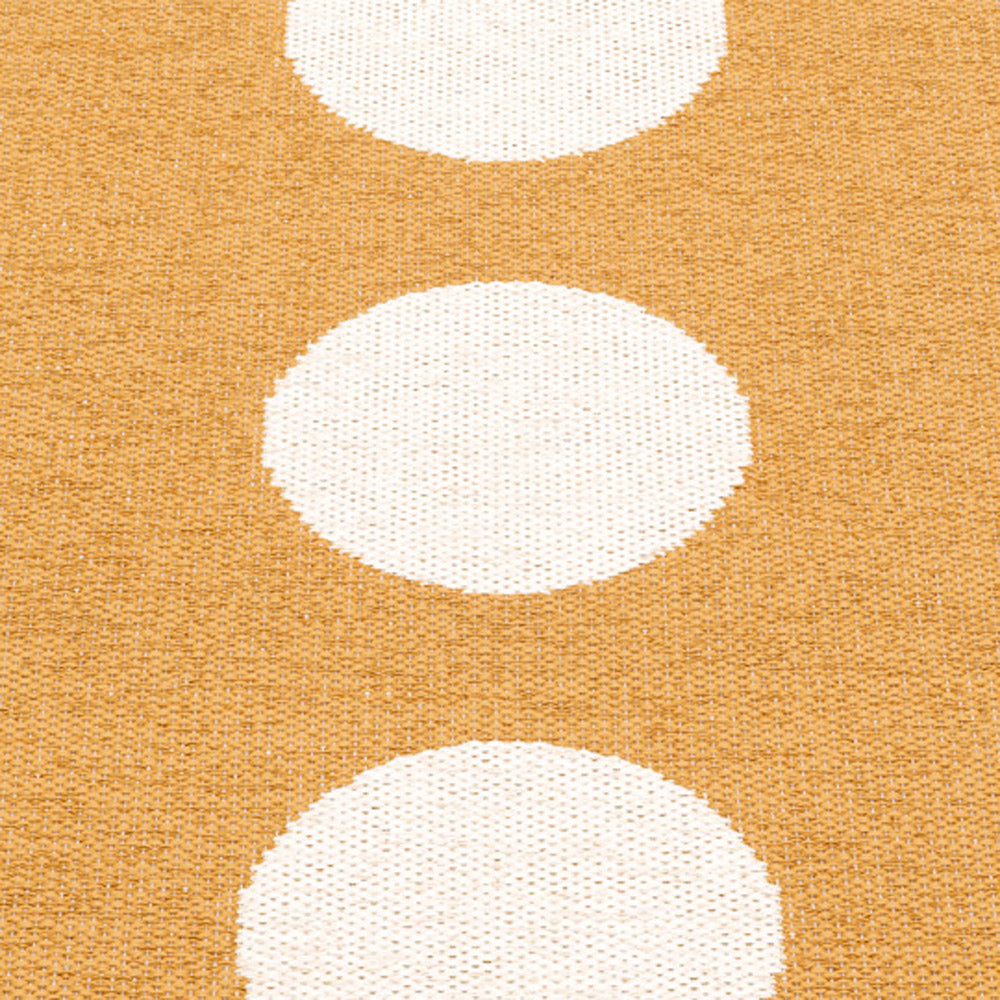 Vera Ochre & Vanilla Runner Rug by Pappelina, showing detail view of vera ochre & vanilla runner rug.