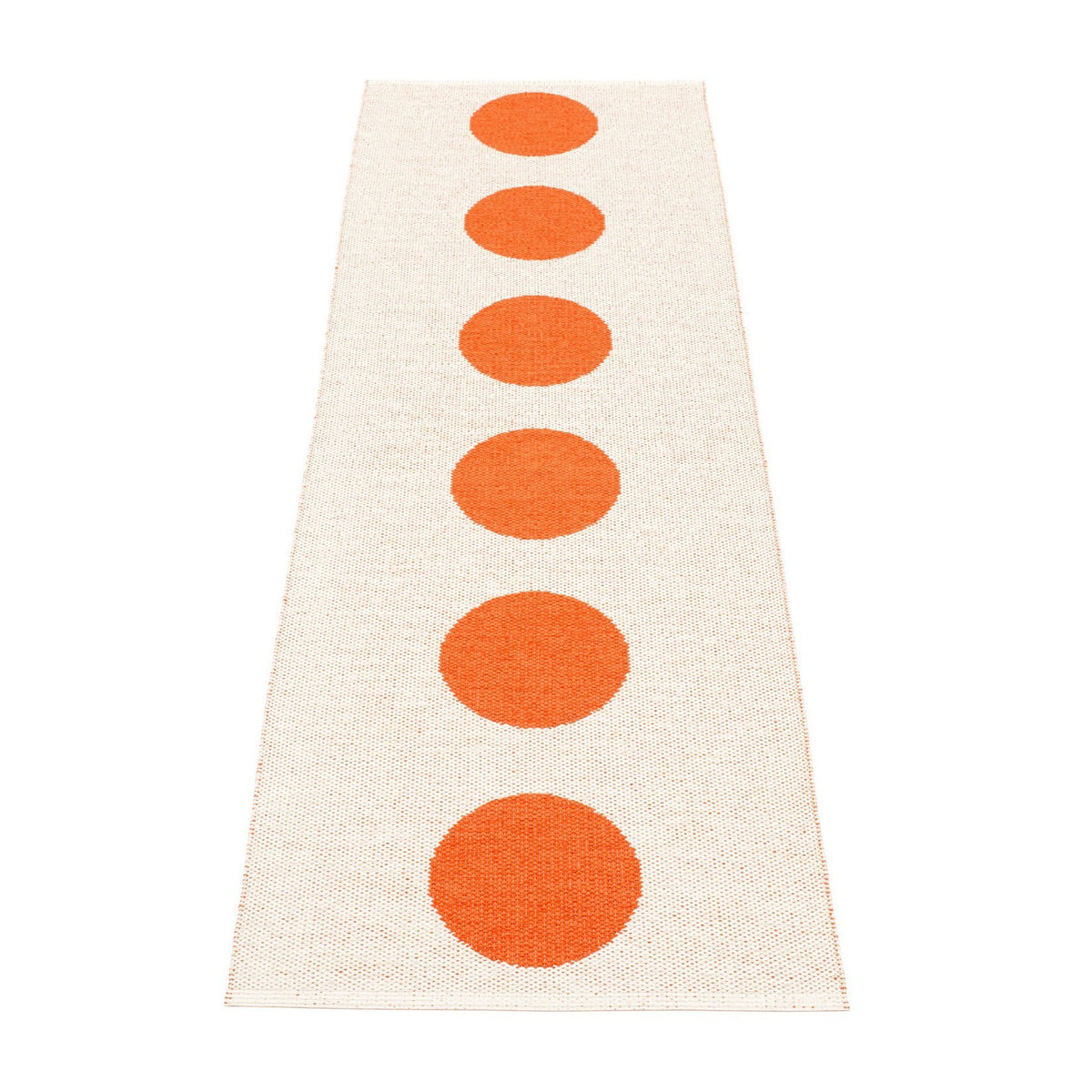 Vera Orange & Vanilla Runner Rug by Pappelina, showing back view of vera orange & vanilla runner rug.