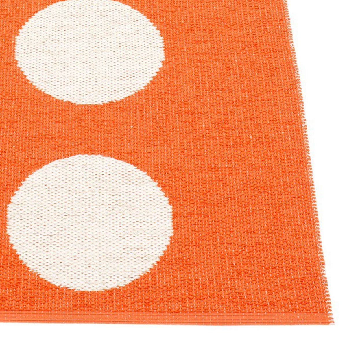 Vera Orange & Vanilla Runner Rug by Pappelina, showing closeup view of vera orange & vanilla runner rug.
