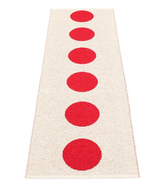 Vera Red & Vanilla Runner Rug by Pappelina by Pappelina, showing back view of vera red & vanilla runner rug.