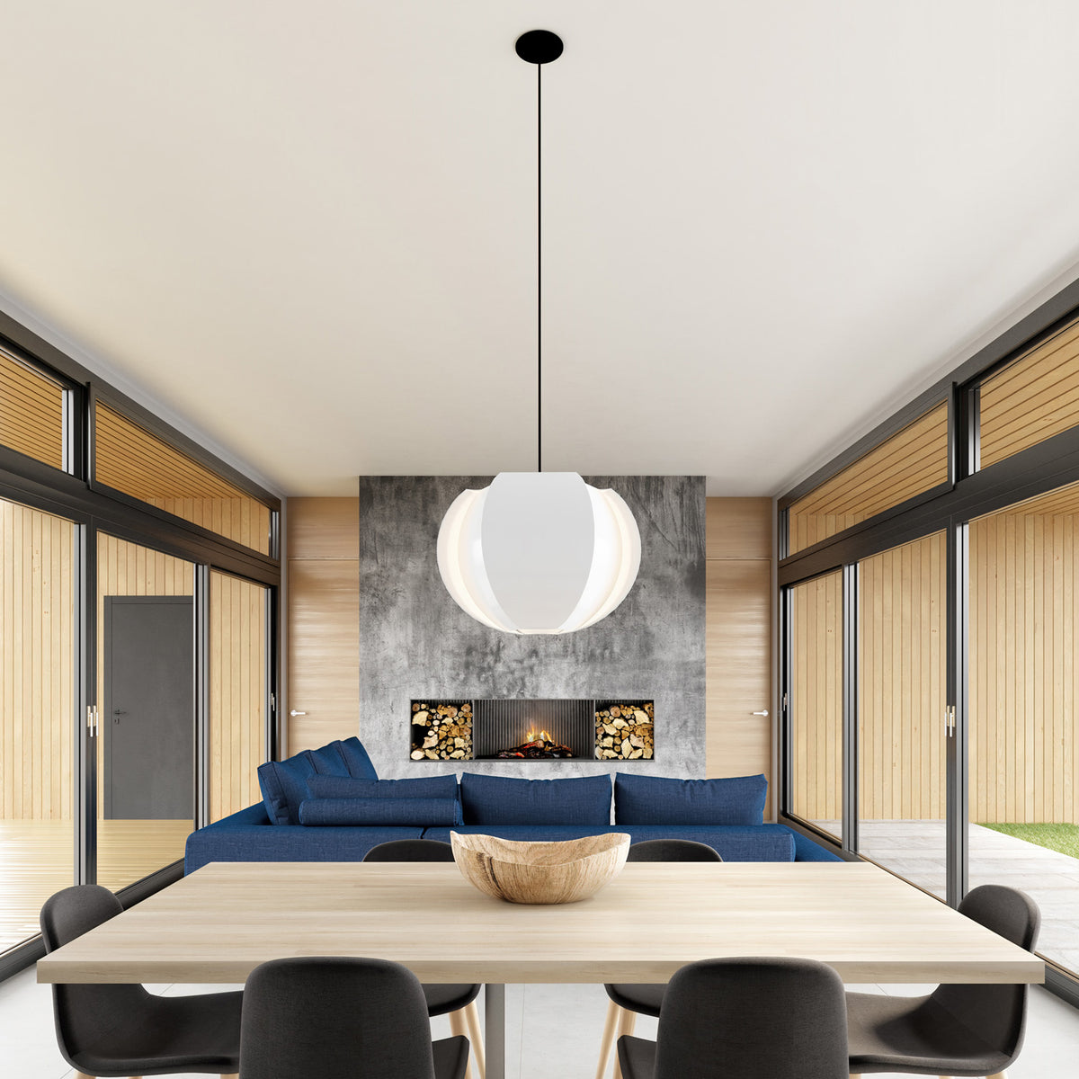 Veris LED Pendant by Cerno, showing of veris led pendant in live shot.