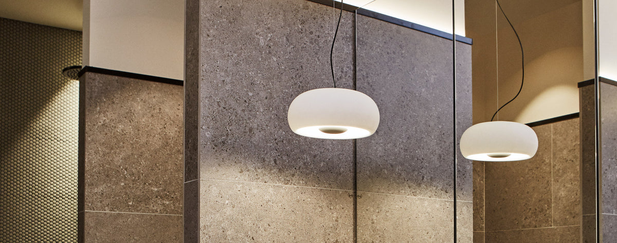 Vetra LED Dimmable Pendant by Marset, showing vetra led dimmable pendant in live shot.