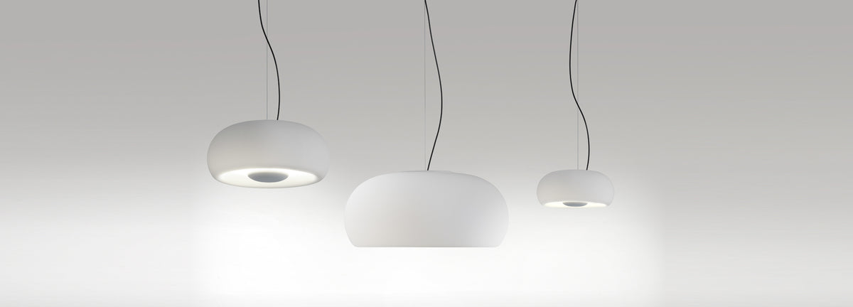 Vetra LED Dimmable Pendant by Marset, showing vetra led dimmable pendants in live shot.