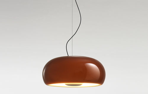 Vetra LED Dimmable Pendant by Marset - Amber Matte Finish.