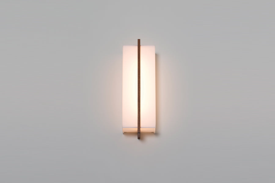 Via Sconce by Cerno, showing front view of via sconce in live shot.