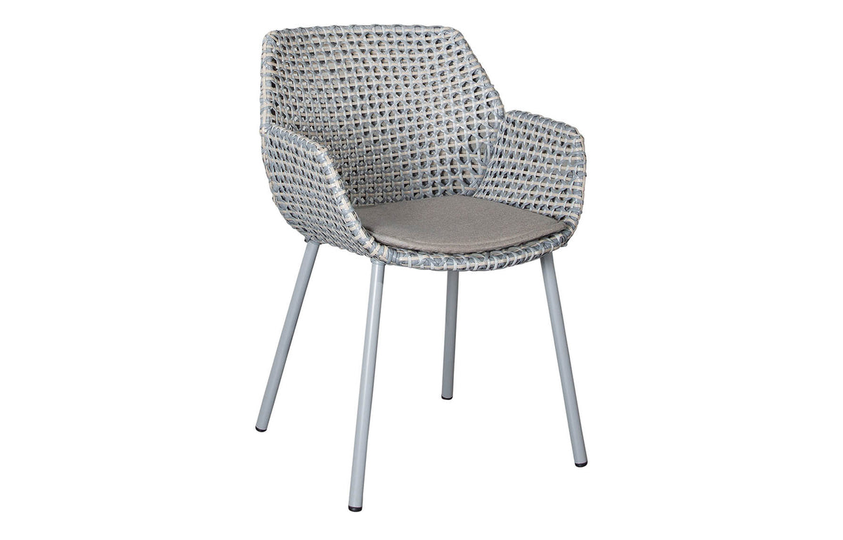 Vibe Outdoor Dining Chair by Cane-Line - Light Grey/Grey/Taupe Fiber Weave, Taupe Natte Cushion.