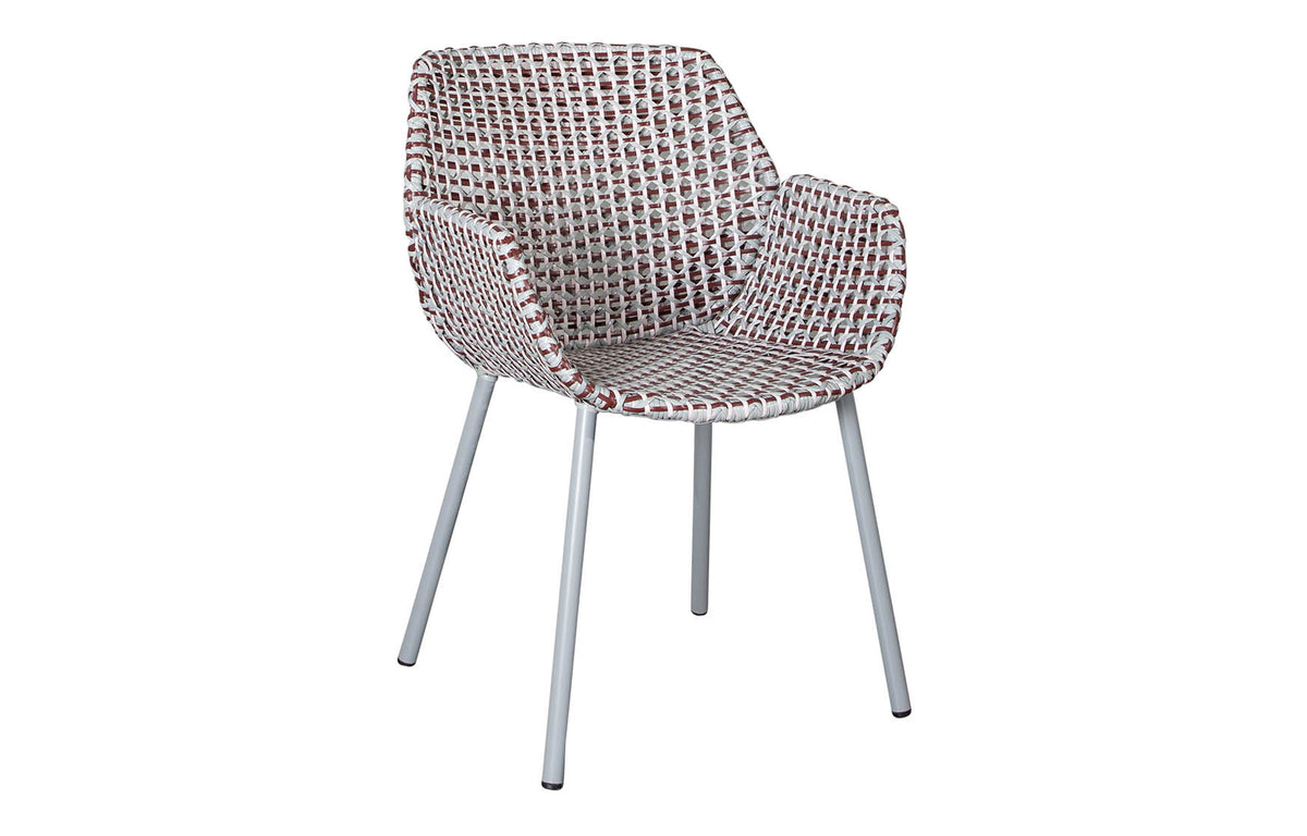 Vibe Outdoor Dining Chair by Cane-Line - Light Grey/Bordeaux/Dusty Rose Fiber Weave, No Cushion.
