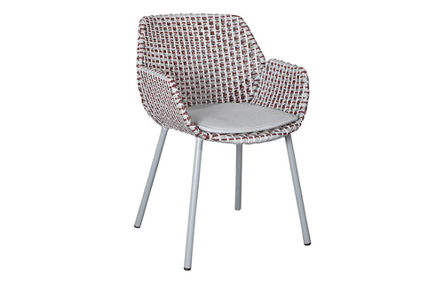 Vibe Outdoor Dining Chair by Cane-Line - Light Grey/Bordeaux/Dusty Rose Fiber Weave, Light Grey Natte Cushion.