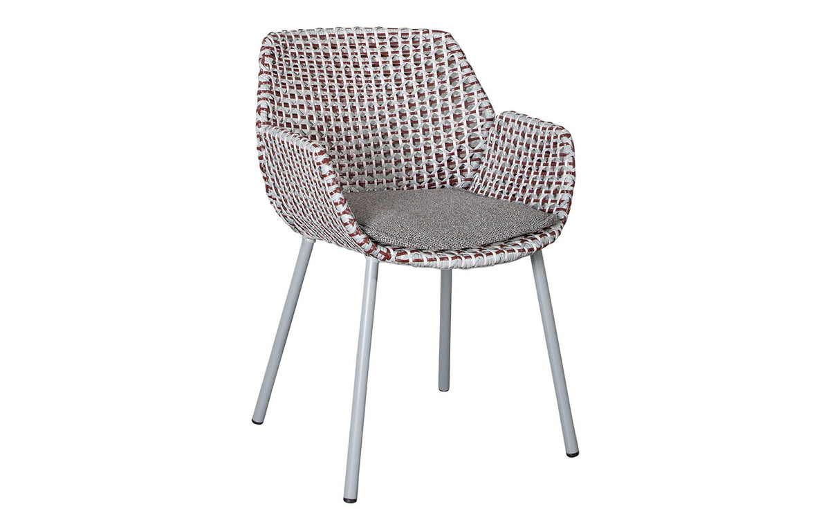 Vibe Outdoor Dining Chair by Cane-Line - Light Grey/Bordeaux/Dusty Rose Fiber Weave, Dark Grey Wove Cushion.