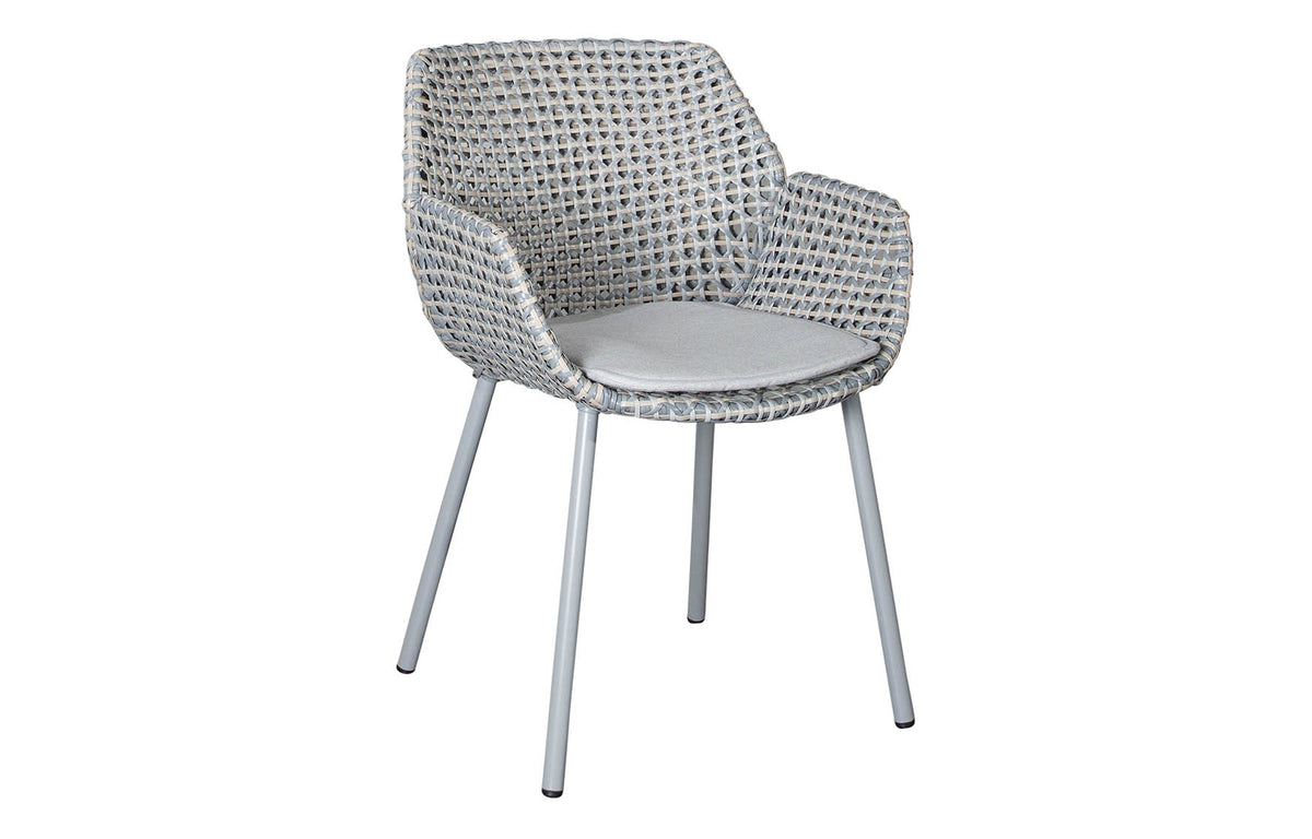 Vibe Outdoor Dining Chair by Cane-Line - Light Grey/Grey/Taupe Fiber Weave, Light Grey Natte Cushion.
