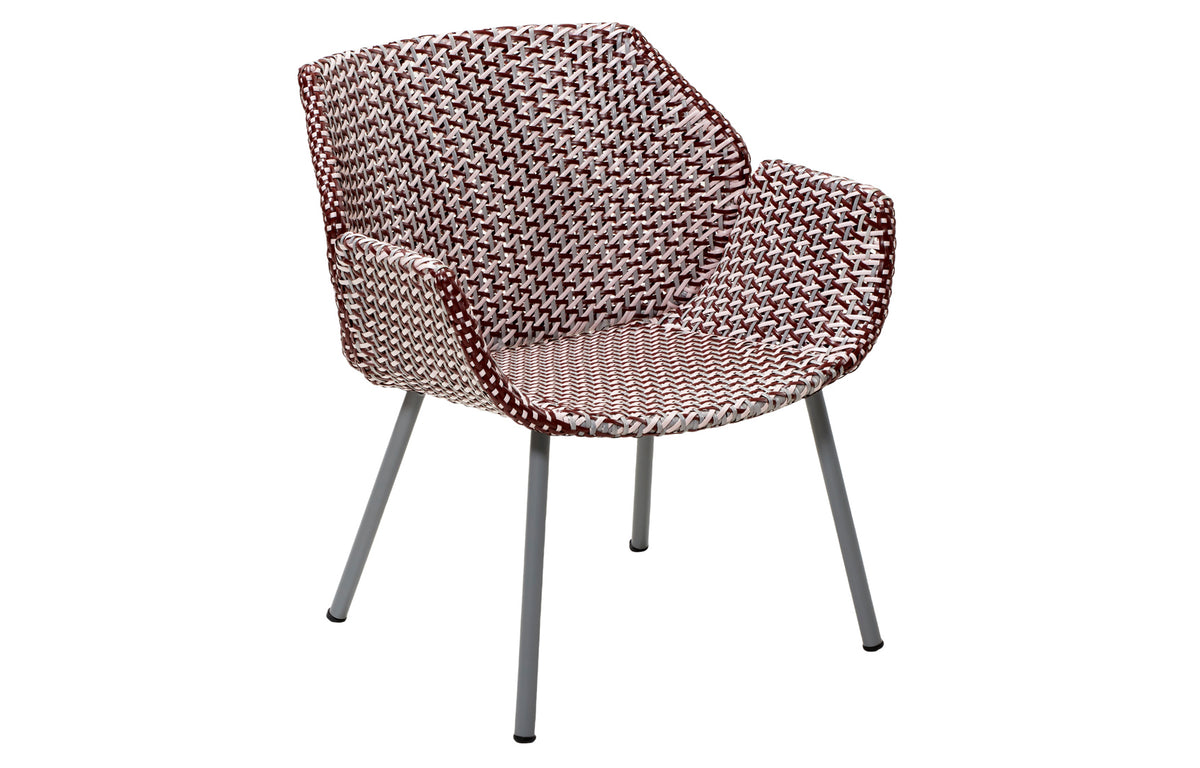 Vibe Outdoor Lounge Chair by Cane-Line - Light Grey/Bordeaux/Dusty Rose Fiber Weave, No Cushion.