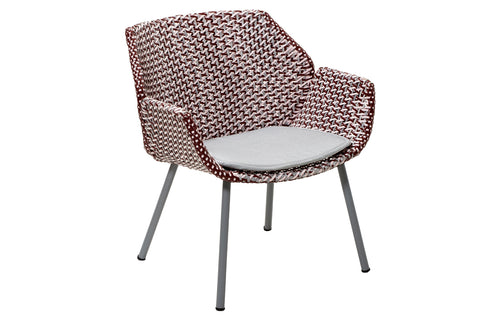 Vibe Outdoor Lounge Chair by Cane-Line - Light Grey/Bordeaux/Dusty Rose Fiber Weave, Light Grey Natte Cushion.
