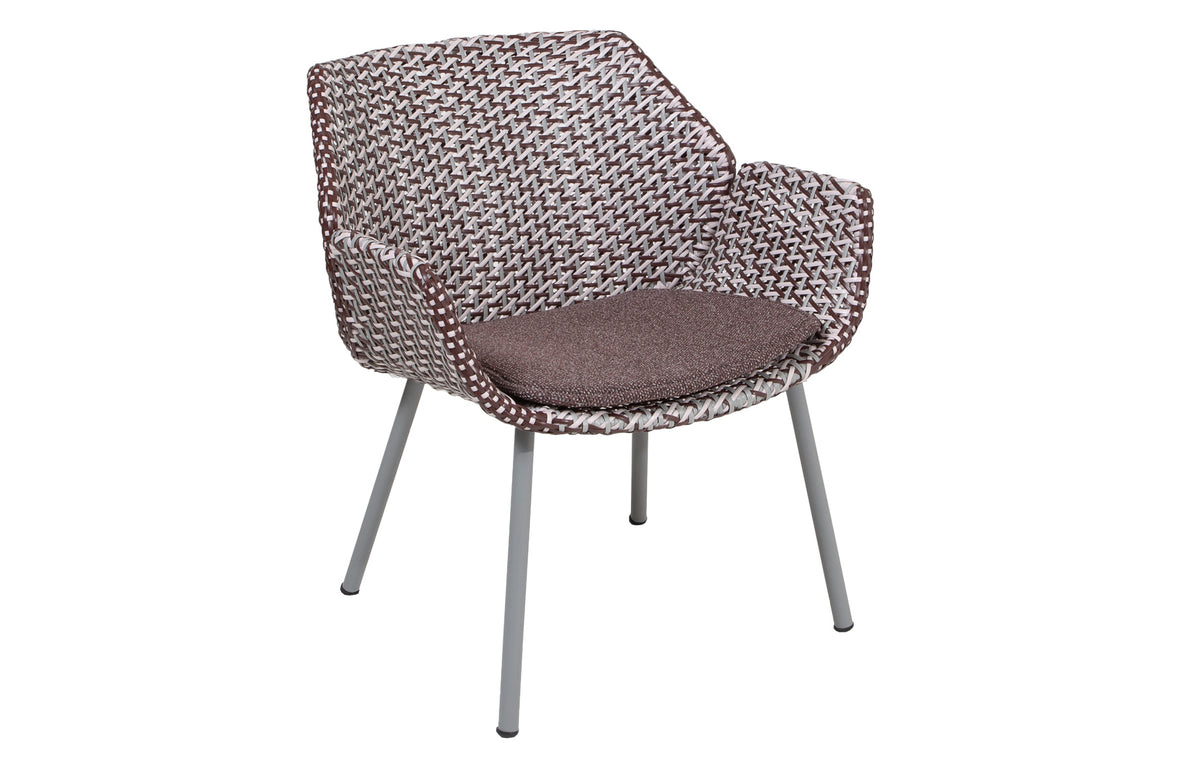 Vibe Outdoor Lounge Chair by Cane-Line - Light Grey/Bordeaux/Dusty Rose Fiber Weave, Dark Bordeaux Wove Cushion.