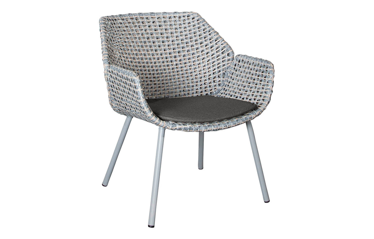 Vibe Outdoor Lounge Chair by Cane-Line - Light Grey/Grey/Taupe Fiber Weave, Black Natte Cushion.