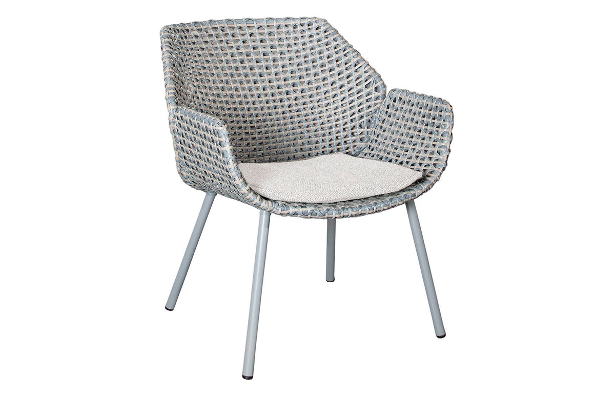 Vibe Outdoor Lounge Chair by Cane-Line - Light Grey/Grey/Taupe Fiber Weave, Light Brown Wove Cushion.