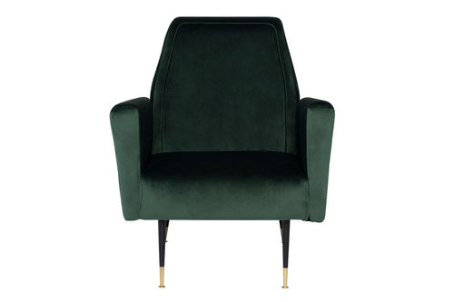 Victor Occasional Chair by Nuevo, showing front view of emerald green velour seat occasional chair.