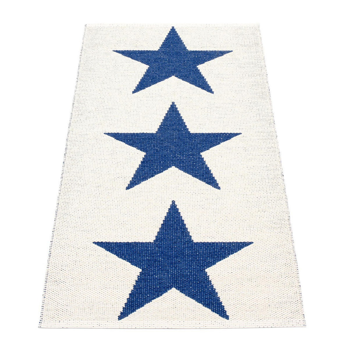 Viggo One Blueberry & Vanilla Runner Rug by Pappelina, showing back view of one blueberry & vanilla runner rug.