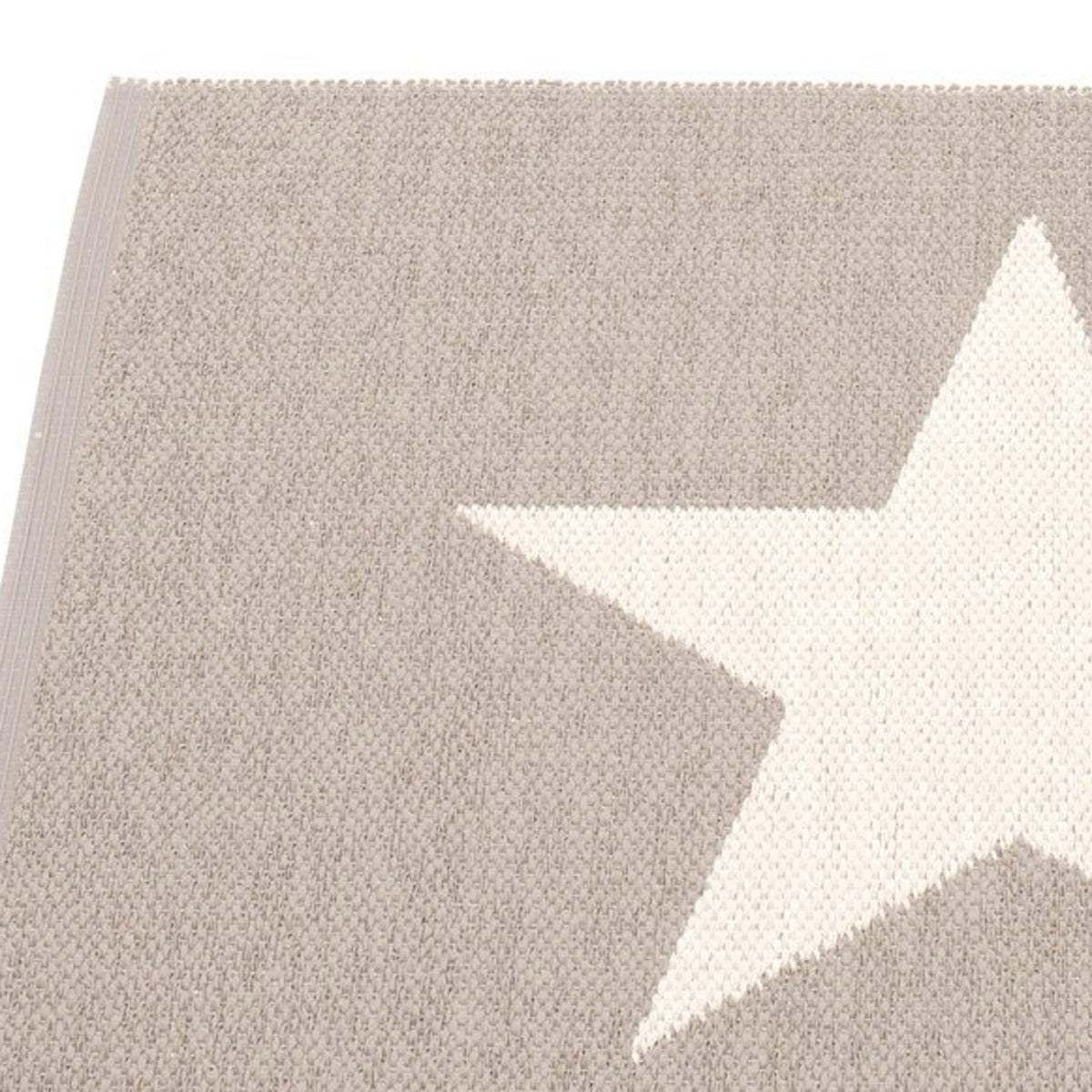 Viggo One Mud & Vanilla Runner Rug by Pappelina, showing closeup view of viggo one mud & vanilla runner rug.