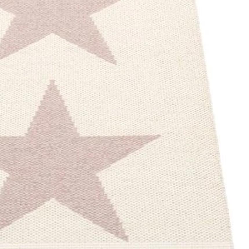 Viggo One Pale Rose & Vanilla Runner Rug by Pappelina, showing closeup view of viggo one pale rose & vanilla runner rug.