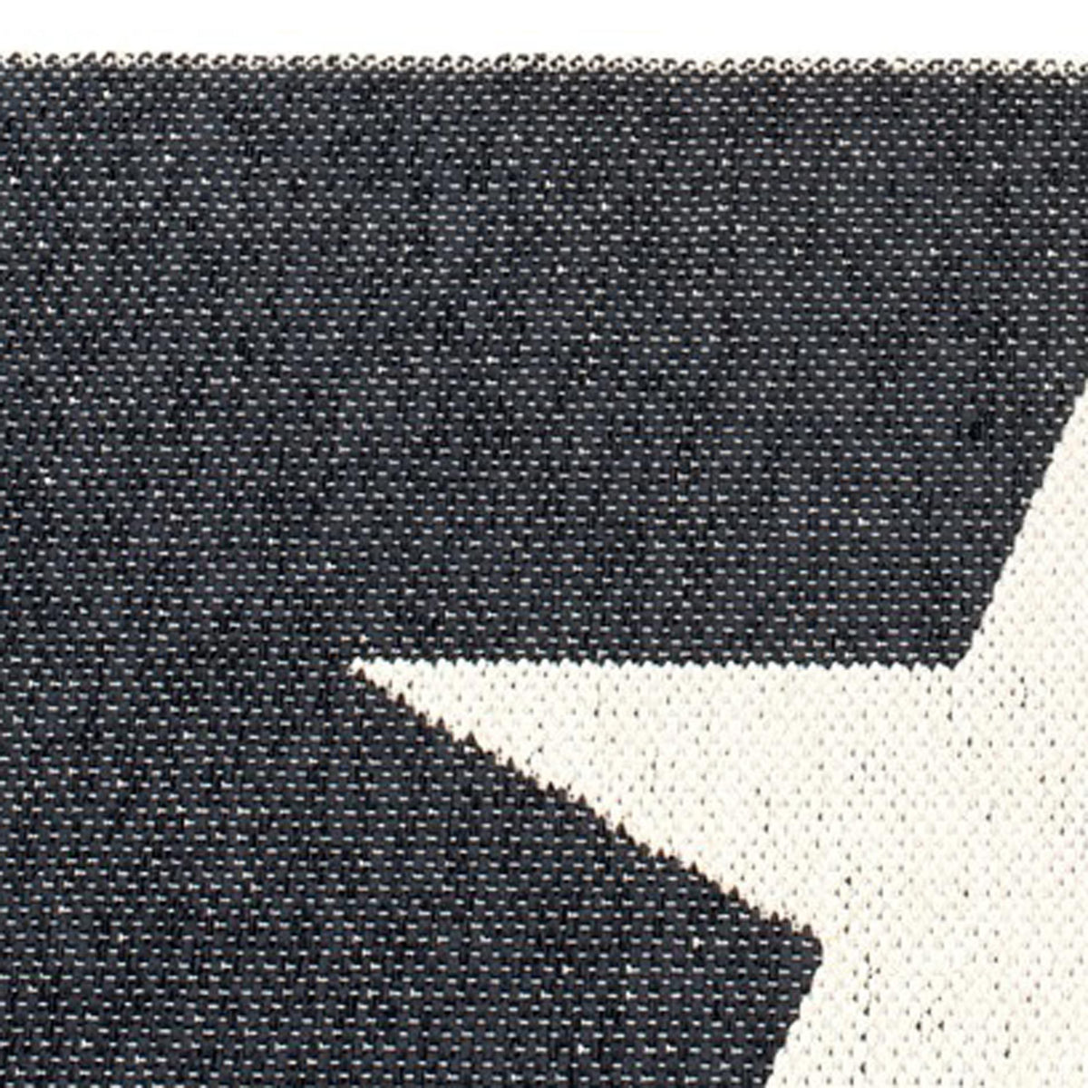 Viggo Small One Rug by Pappelina, showing closeup view of viggo small one black & vanilla rug.