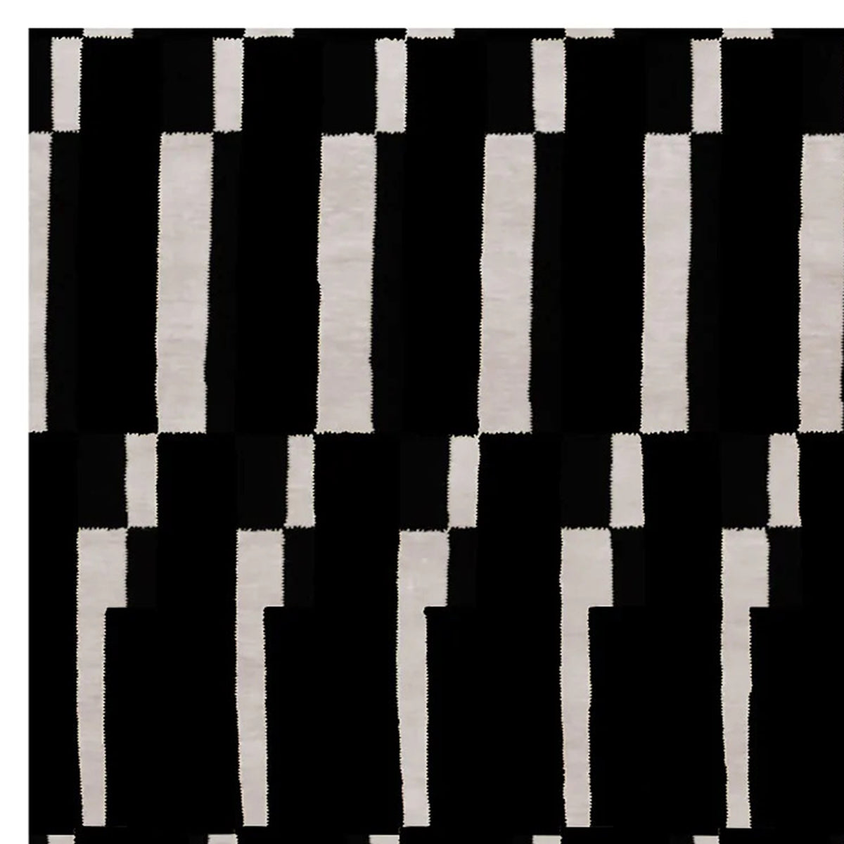 Villapiana VA100 Rug by Second Studio, showing closeup view of villapiana va100 rug by second studio in black & cream.
