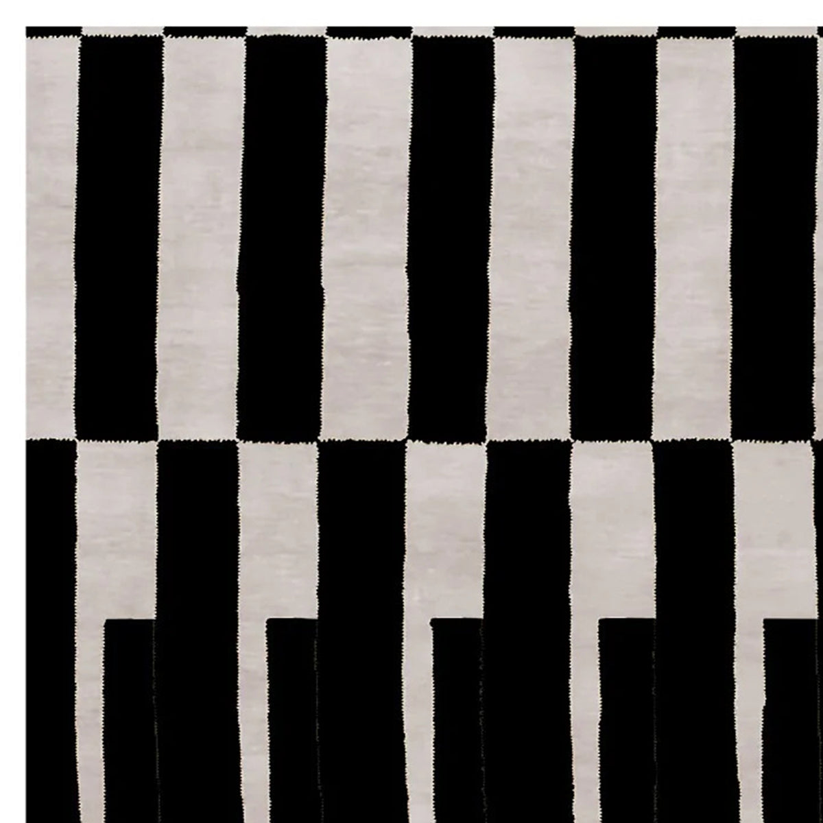 Villaputzo VO100 Rug by Second Studio, showing closeup view of villaputzo vo100 rug by second studio in black & cream.