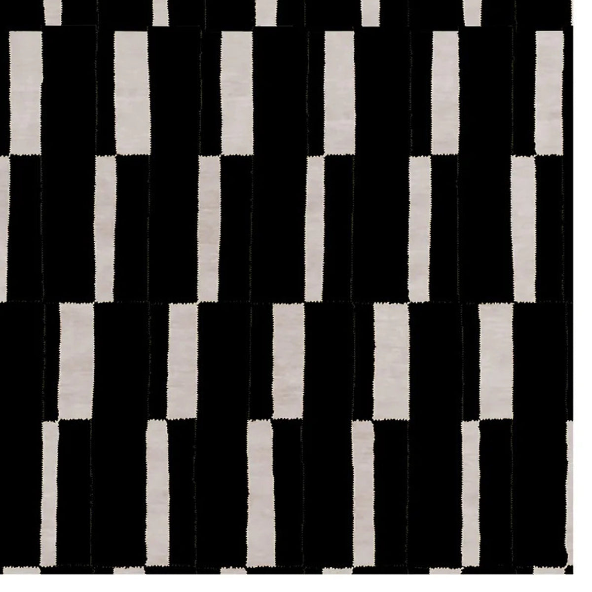 Villaputzo VO100 Rug by Second Studio, showing closeup view of villaputzo vo100 rug by second studio in black & cream.