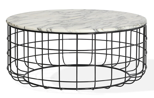 Violetta Marble Coffee Table by SohoConcept - Black Wire Frame With White Carrara Marble