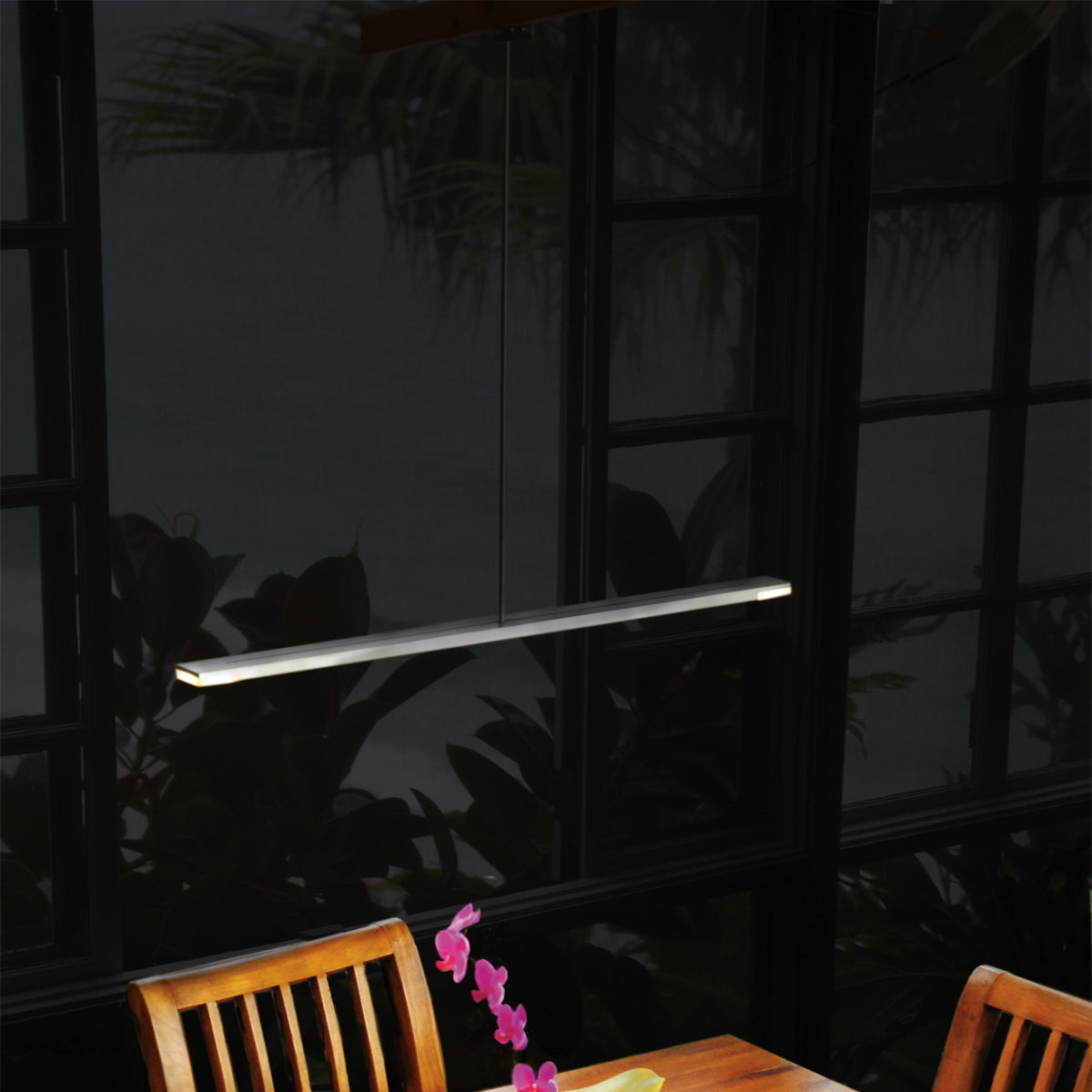 Virga LED Linear Pendant by Cerno, showing virga led linear pendant in live shot.