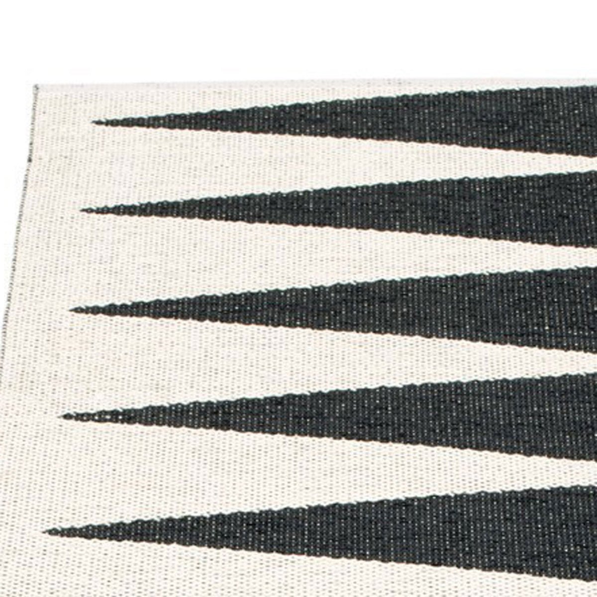 Vivi Black & Vanilla Runner Rug by Pappelina, showing closeup view of vivi black & vanilla runner rug.