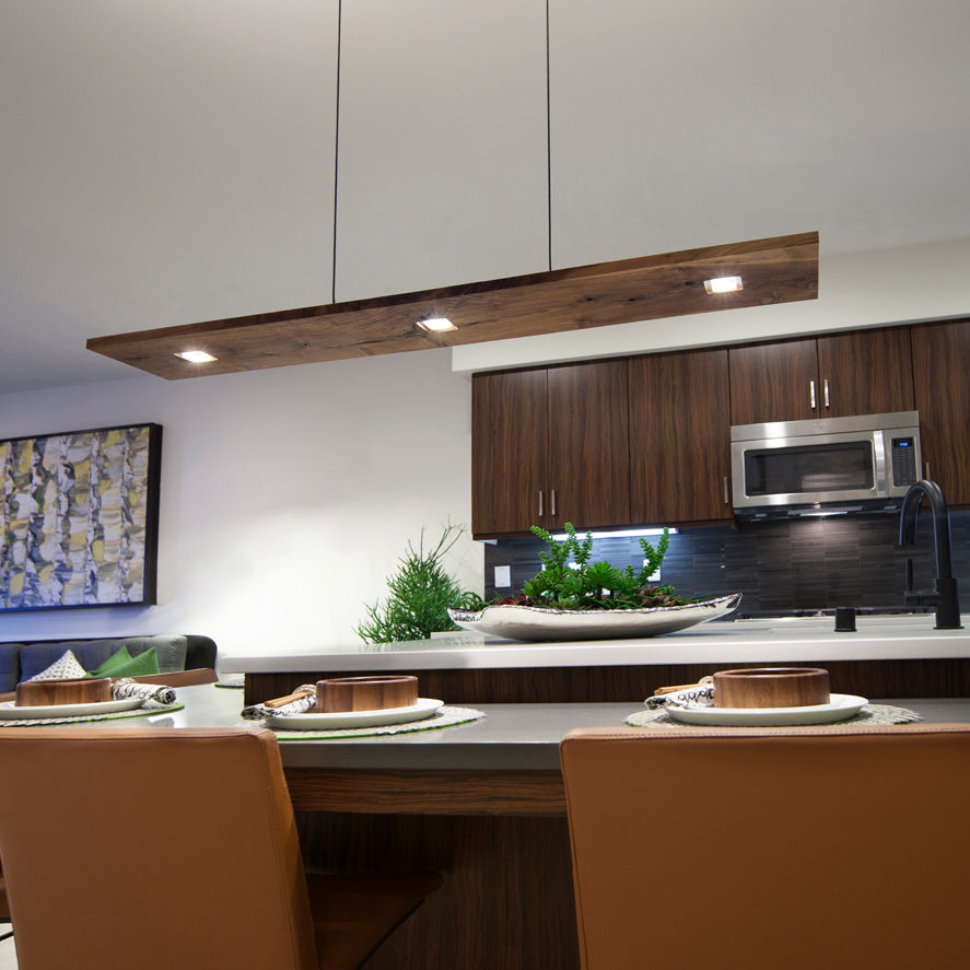 Vix LED Linear Pendant by Cerno, showing vix led linear pendant in live shot.