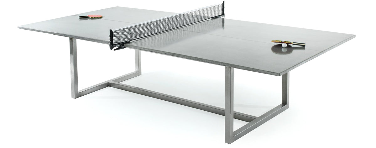 James De Wulf Commercial Vue Ping Pong Table by De Wulf - Natural Tone Concrete/ Brushed Stainless Steel.