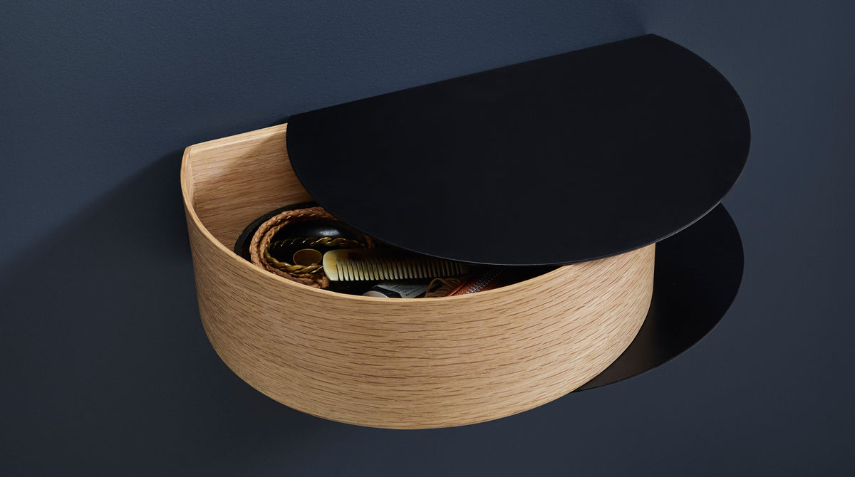 Wallie Wall Drawer by Woud, showing wallie wall drawer in live shot.