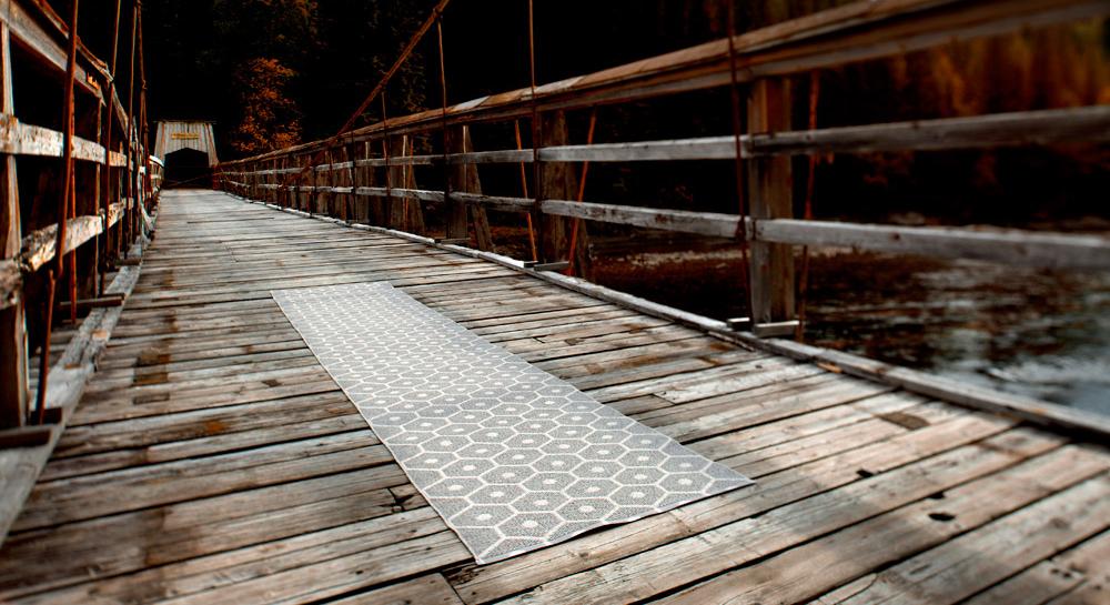 Honey Warm Grey & Vanilla Runner Rug by Pappelina, showing honey warm grey & vanilla runner rug in live shot.