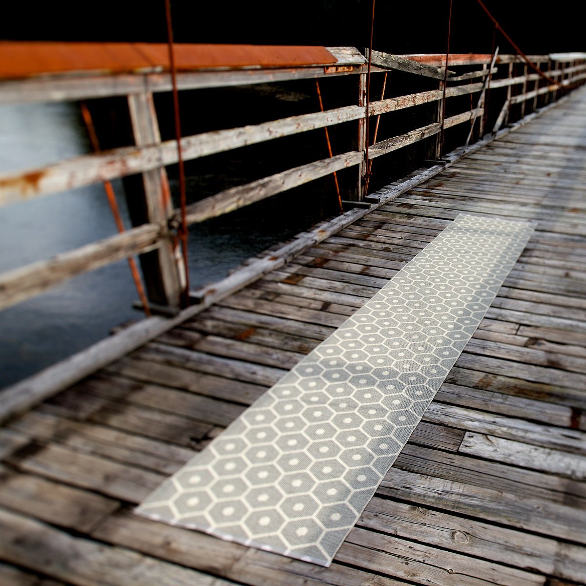 Honey Warm Grey & Vanilla Runner Rug by Pappelina, showing honey warm grey & vanilla runner rug in live shot.
