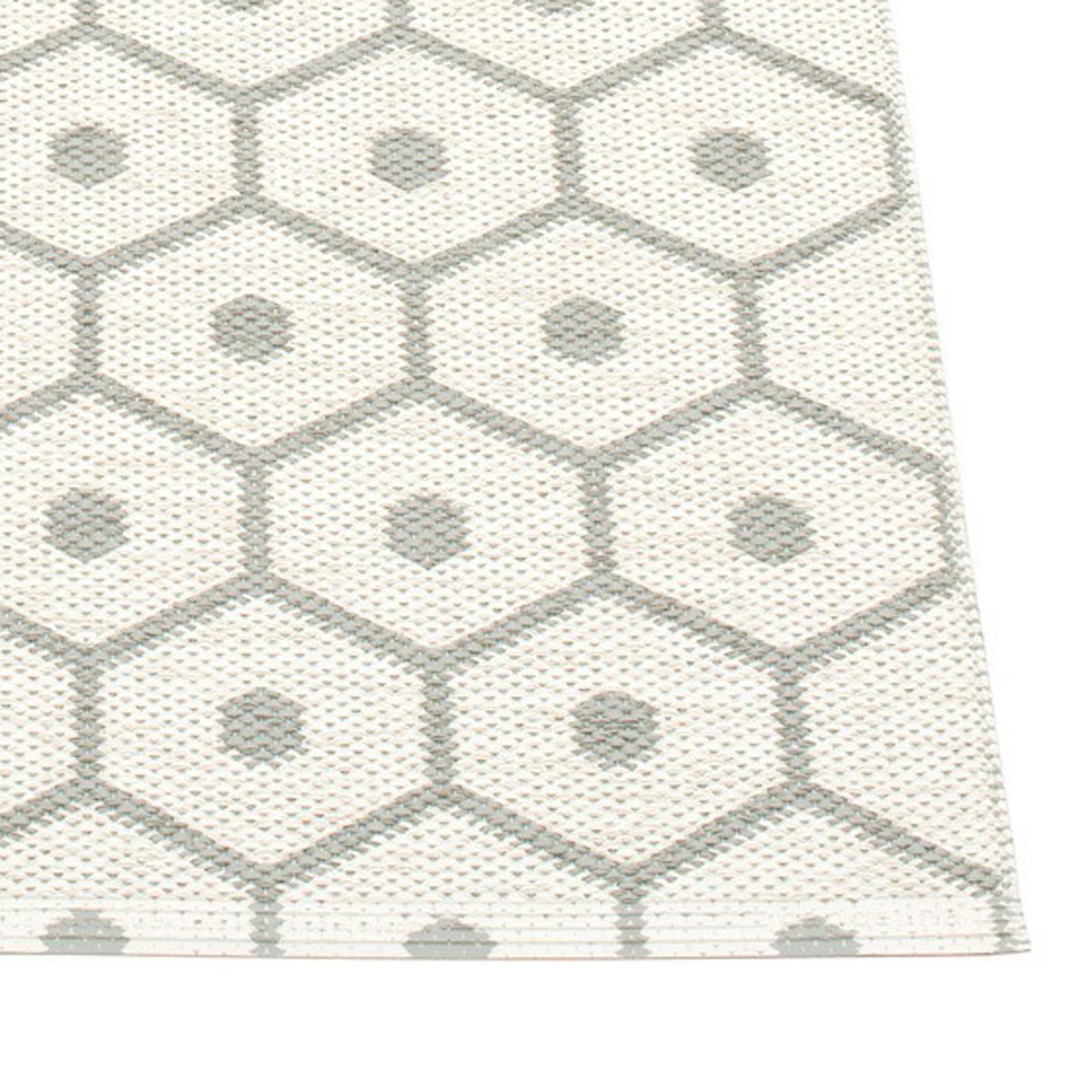 Honey Warm Grey & Vanilla Runner Rug by Pappelina, showing closeup view of honey warm grey & vanilla runner rug.
