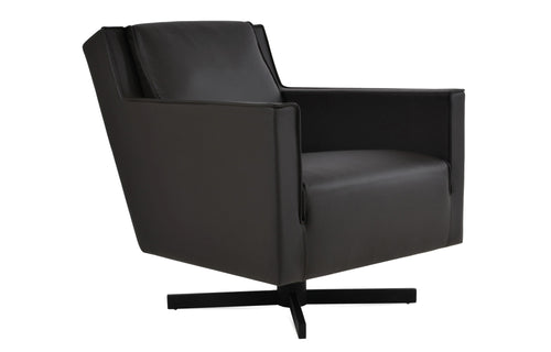 Washington Swivel Arm Chair by SohoConcept - Brown Genuine Leather