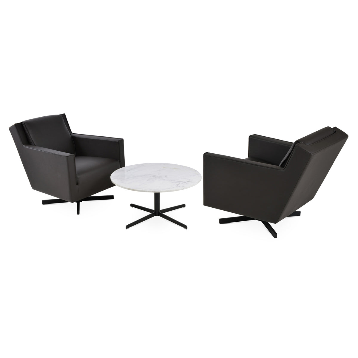 Washington Swivel Arm Chair by SohoConcept, showing swivel arm chairs with table.