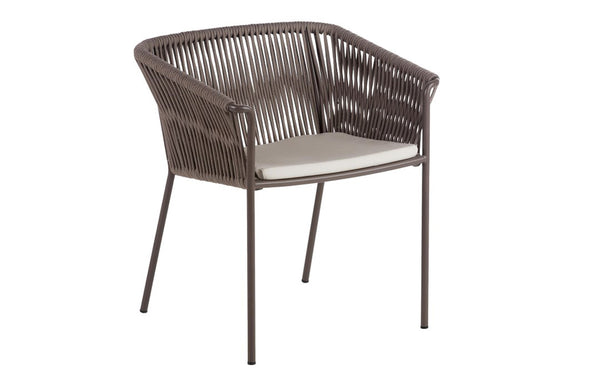 Weave High Back Armchair by Point - 60 Grey Aluminium Base with Taupe Rope, Fabric G1-0021.