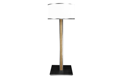 Wedge Floor Lamp by Harbour - Natural Teak/Asteroid Aluminum + Batyline Silver.