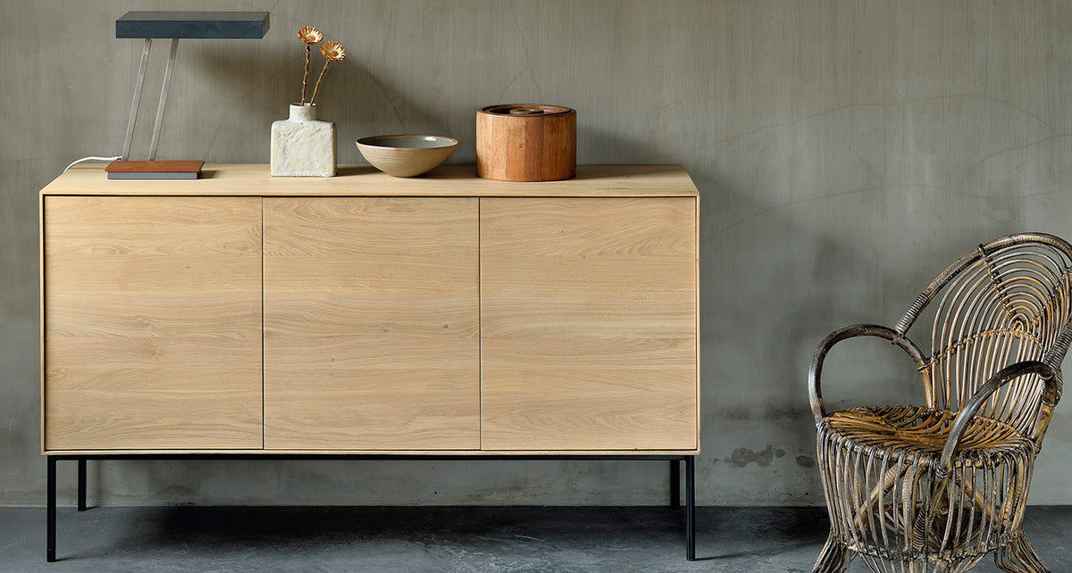 Whitebird Sideboard by Ethnicraft, showing whitebird oak sideboard in live shot.