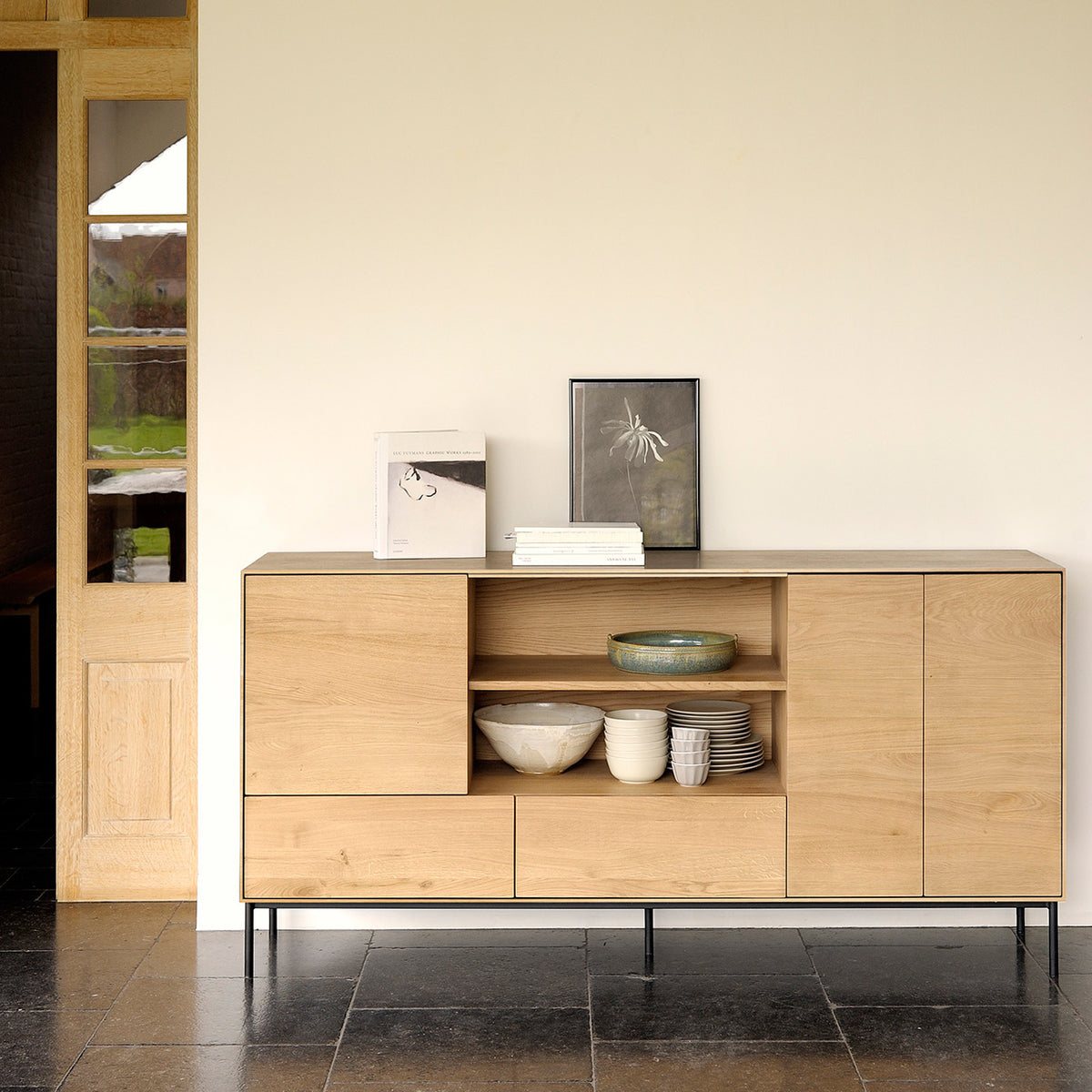 Whitebird Sideboard by Ethnicraft, showing whitebird oak sideboard in live shot.
