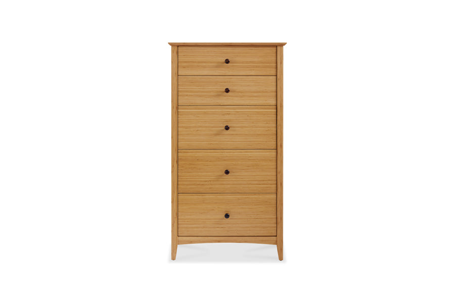 Willow Bedroom Collection by Greenington, showing front view of willow bedroom collection in chest/caramelized.