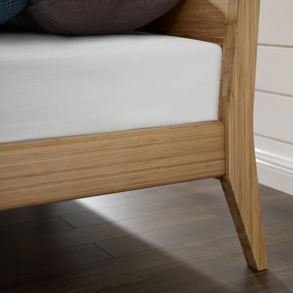 Willow Caramelized Platform Bed by Greenington, showing closeup view of willow caramelized platform bed in live shot.