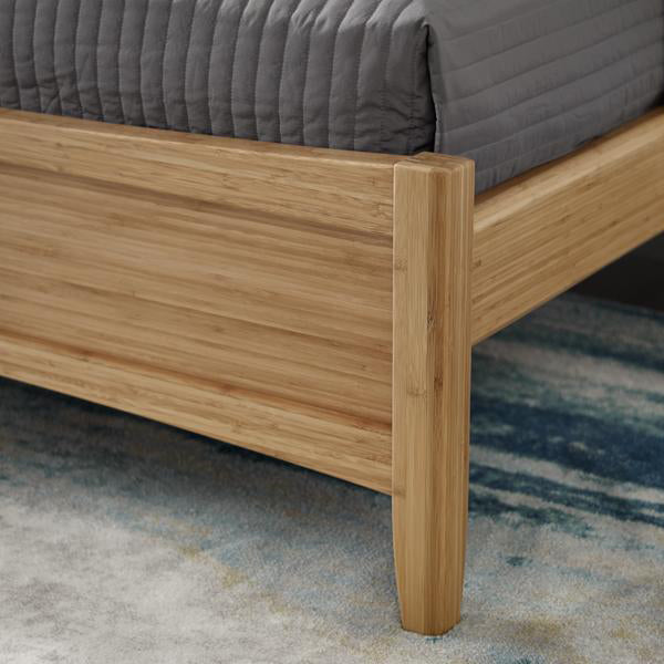 Willow Caramelized Platform Bed by Greenington, showing closeup view of willow caramelized platform bed in live shot.