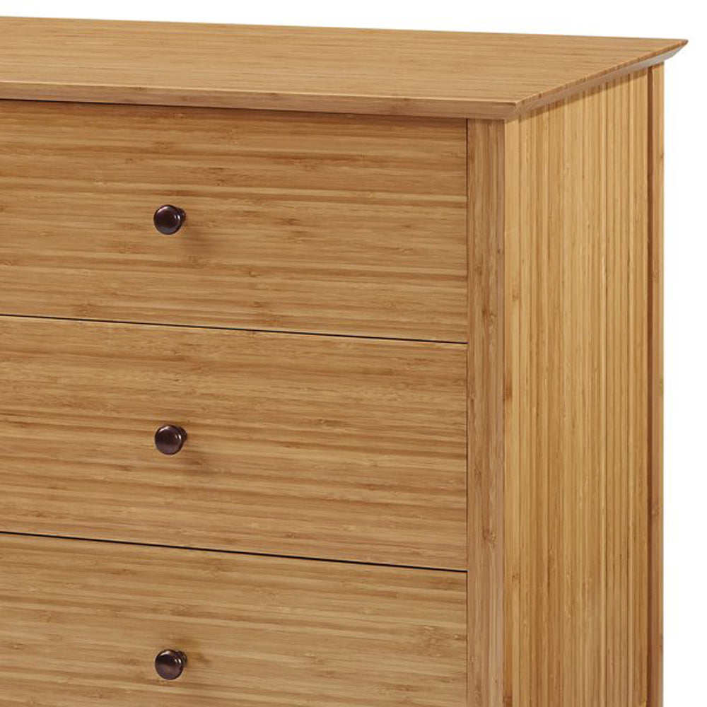 Willow Caramelized Six Drawer Dresser by Greenington, showing closeup view of willow six drawer dresser in caramelized wood.